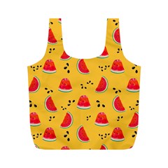 Slices Of Juicy Red Watermelon On A Yellow Background Full Print Recycle Bag (M)