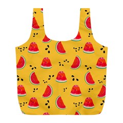 Slices Of Juicy Red Watermelon On A Yellow Background Full Print Recycle Bag (l) by SychEva