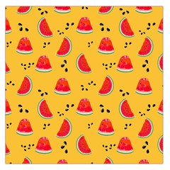 Slices Of Juicy Red Watermelon On A Yellow Background Large Satin Scarf (square) by SychEva