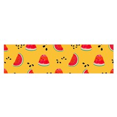 Slices Of Juicy Red Watermelon On A Yellow Background Satin Scarf (Oblong)