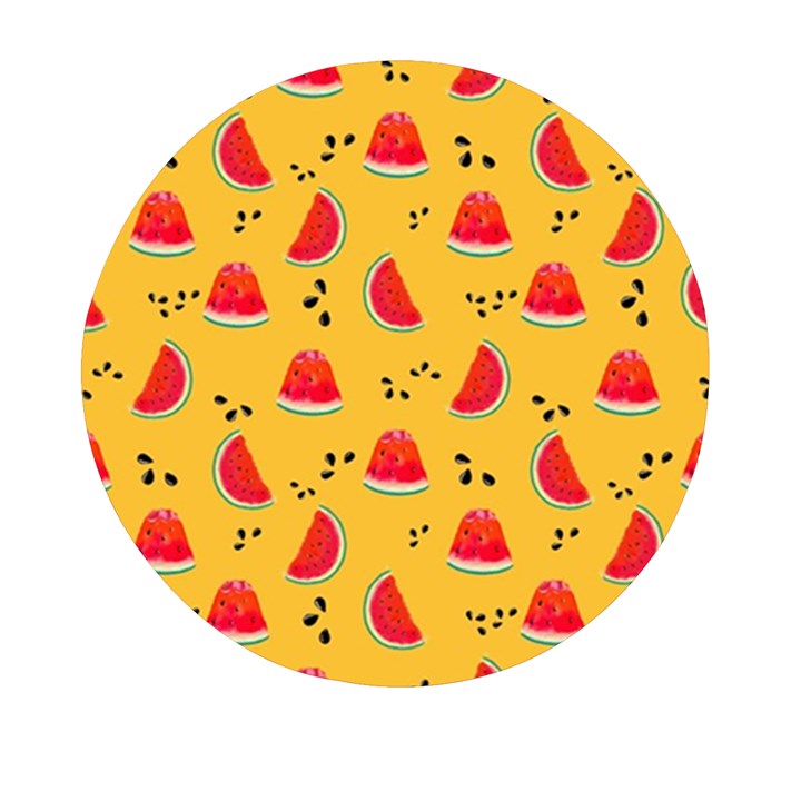 Slices Of Juicy Red Watermelon On A Yellow Background Mini Round Pill Box