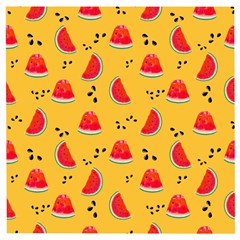 Slices Of Juicy Red Watermelon On A Yellow Background Wooden Puzzle Square