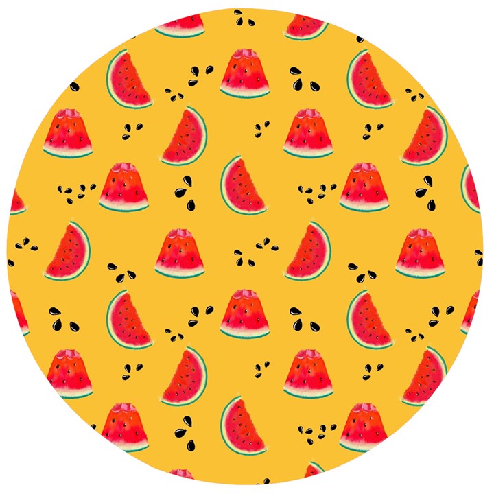 Slices Of Juicy Red Watermelon On A Yellow Background Wooden Bottle Opener (Round)