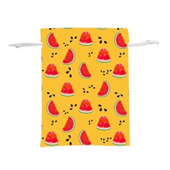 Slices Of Juicy Red Watermelon On A Yellow Background Lightweight Drawstring Pouch (M)