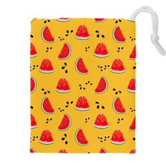 Slices Of Juicy Red Watermelon On A Yellow Background Drawstring Pouch (5XL)