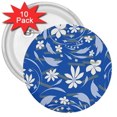 Folk Flowers Pattern 3  Buttons (10 Pack)  by Eskimos