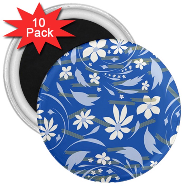 Folk flowers pattern 3  Magnets (10 pack) 