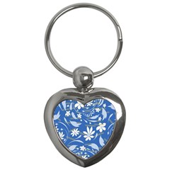 Folk Flowers Pattern Key Chain (heart) by Eskimos