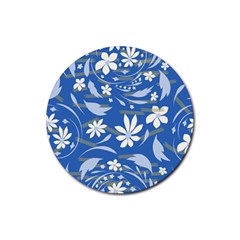 Folk Flowers Pattern Rubber Coaster (round)  by Eskimos