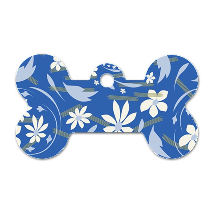 Folk flowers pattern Dog Tag Bone (Two Sides)