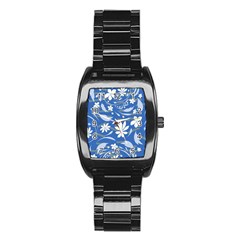 Folk Flowers Pattern Stainless Steel Barrel Watch by Eskimos