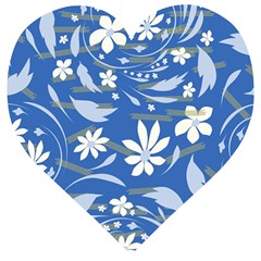 Folk Flowers Pattern Wooden Puzzle Heart by Eskimos