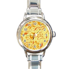 Folk Flowers Pattern Round Italian Charm Watch by Eskimos