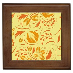 Folk Flowers Pattern Framed Tile