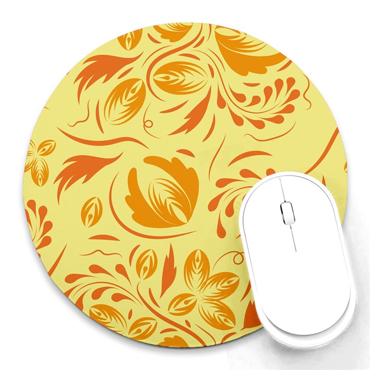 Folk flowers pattern Round Mousepads