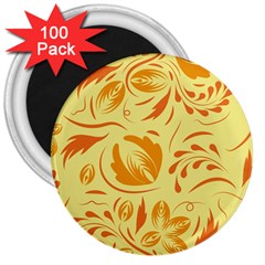 Folk Flowers Pattern 3  Magnets (100 Pack)