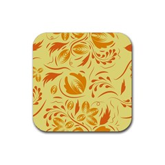 Folk Flowers Pattern Rubber Coaster (square)  by Eskimos