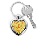 Folk flowers pattern Key Chain (Heart) Front