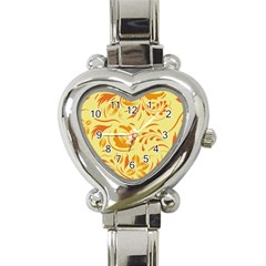 Folk Flowers Pattern Heart Italian Charm Watch by Eskimos