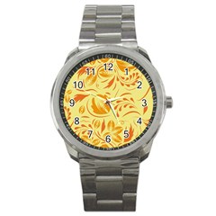 Folk Flowers Pattern Sport Metal Watch by Eskimos