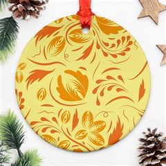 Folk Flowers Pattern Round Ornament (two Sides)