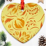 Folk flowers pattern Heart Ornament (Two Sides) Front