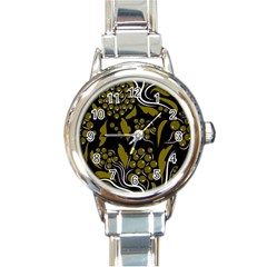 Folk Flowers Pattern  Round Italian Charm Watch by Eskimos