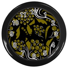 Folk Flowers Pattern  Wall Clock (black) by Eskimos