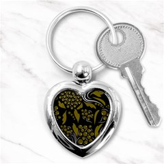 Folk Flowers Pattern  Key Chain (heart) by Eskimos