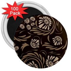 Folk Flowers Pattern  3  Magnets (100 Pack) by Eskimos