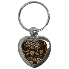 Folk Flowers Pattern  Key Chain (heart) by Eskimos