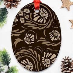 Folk Flowers Pattern  Oval Ornament (two Sides) by Eskimos