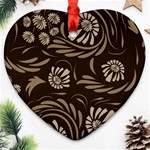 Folk flowers pattern  Heart Ornament (Two Sides) Front