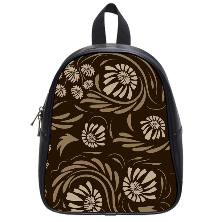 Folk flowers pattern  School Bag (Small)