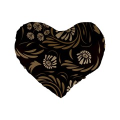 Folk Flowers Pattern  Standard 16  Premium Heart Shape Cushions by Eskimos