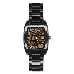 Folk Flowers Pattern  Stainless Steel Barrel Watch by Eskimos