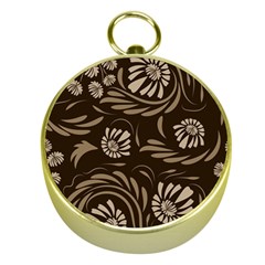 Folk Flowers Pattern  Gold Compasses by Eskimos