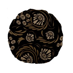 Folk Flowers Pattern  Standard 15  Premium Flano Round Cushions by Eskimos