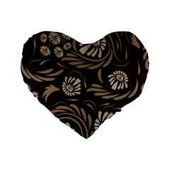 Folk Flowers Pattern  Standard 16  Premium Flano Heart Shape Cushions