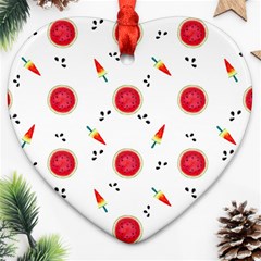 Slices Of Red And Juicy Watermelon Ornament (heart) by SychEva