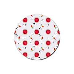 Slices Of Red And Juicy Watermelon Rubber Coaster (round) 