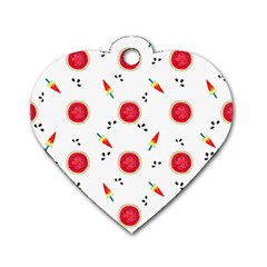 Slices Of Red And Juicy Watermelon Dog Tag Heart (two Sides) by SychEva