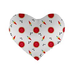 Slices Of Red And Juicy Watermelon Standard 16  Premium Heart Shape Cushions by SychEva