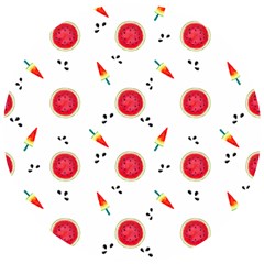 Slices Of Red And Juicy Watermelon Wooden Puzzle Round by SychEva