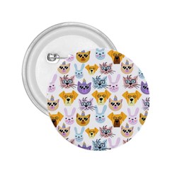 Funny Animal Faces With Glasses On A White Background 2 25  Buttons by SychEva