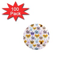 Funny Animal Faces With Glasses On A White Background 1  Mini Magnets (100 Pack)  by SychEva