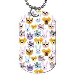 Funny Animal Faces With Glasses On A White Background Dog Tag (two Sides) by SychEva