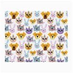 Funny Animal Faces With Glasses On A White Background Small Glasses Cloth (2 Sides) Front