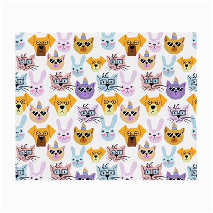 Funny Animal Faces With Glasses On A White Background Small Glasses Cloth (2 Sides)