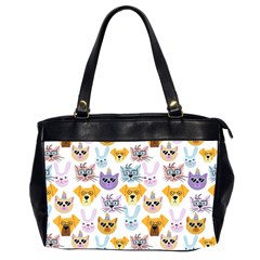 Funny Animal Faces With Glasses On A White Background Oversize Office Handbag (2 Sides) by SychEva